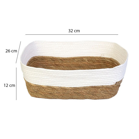 Cesto Canasto Fibra Natural Paramount Decoración 32x26x12Cm Blanco