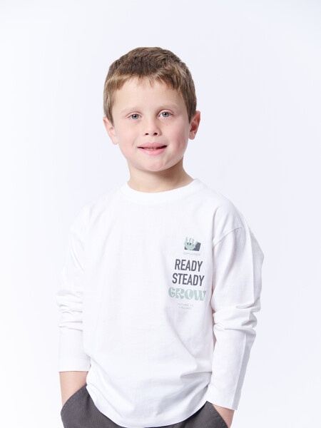 REMERA Manga larga ESTAMPA Grow Blanca