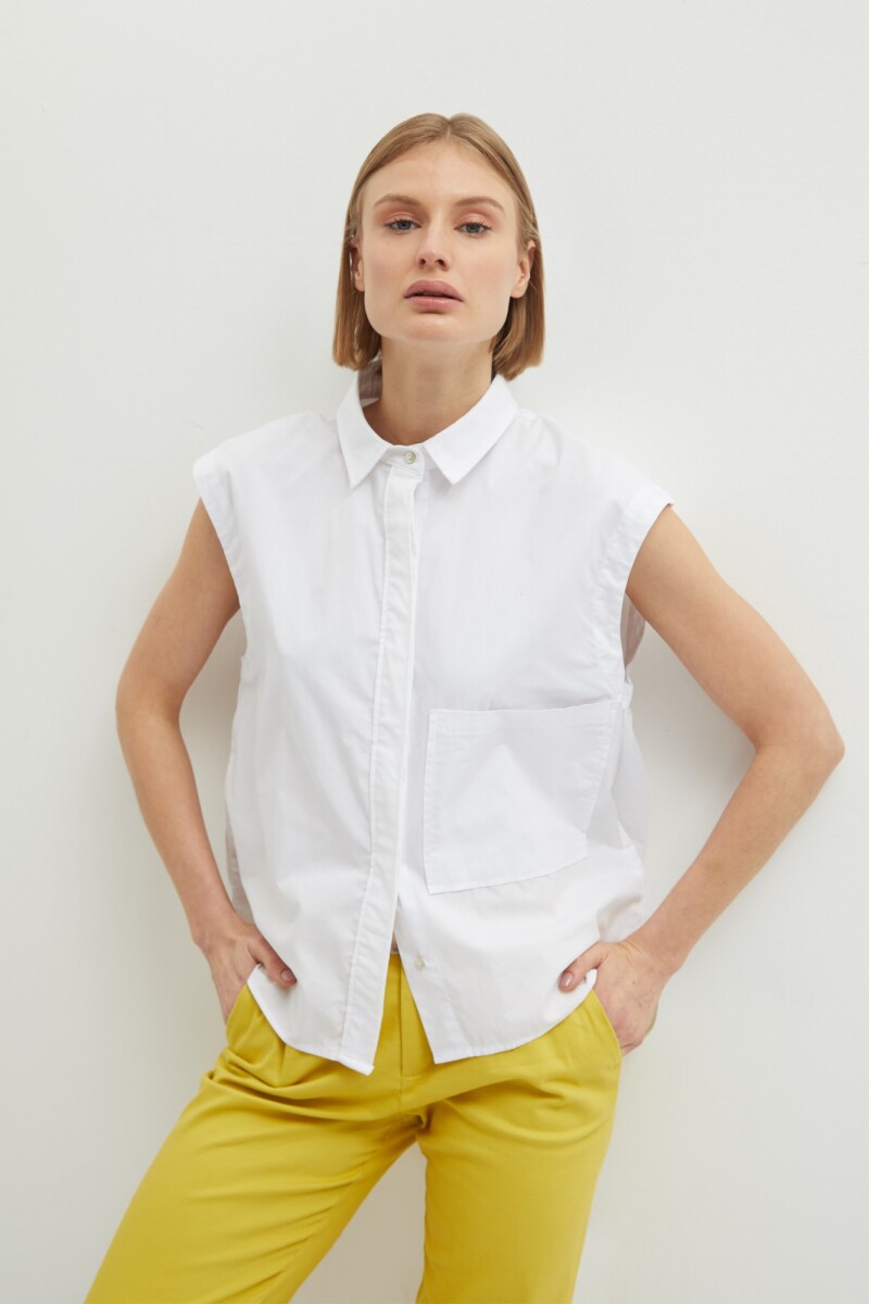 Camisa oversize con bolsillo - blanco 