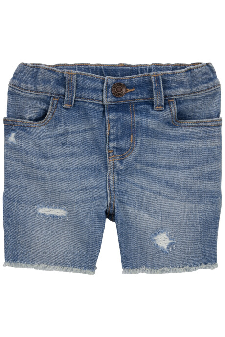 Bermuda jean con rasgado Sin color