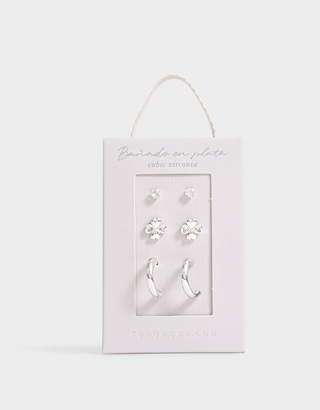 Aros Sets Bañada en Plata Set De Aros Bañado En Plata - Plateado