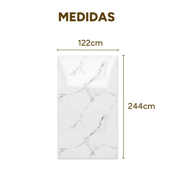 Pack x10 Placa PVC Símil Mármol 2,44x1,22m 3mm Resistente Mármol Blanco Gris Claro 2