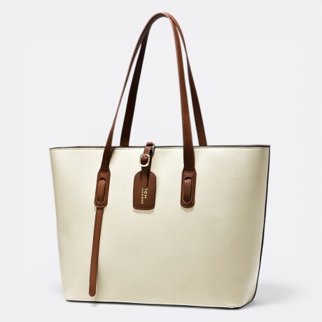 Bolso Soho Tote Simil Cuero Dama Blanco