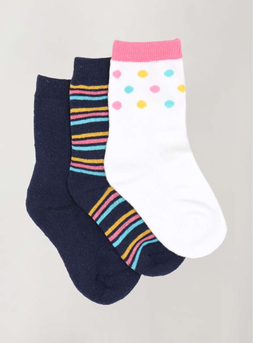 Pack x3 medias deportivas half terry diseño varón mor - Estampado 3 