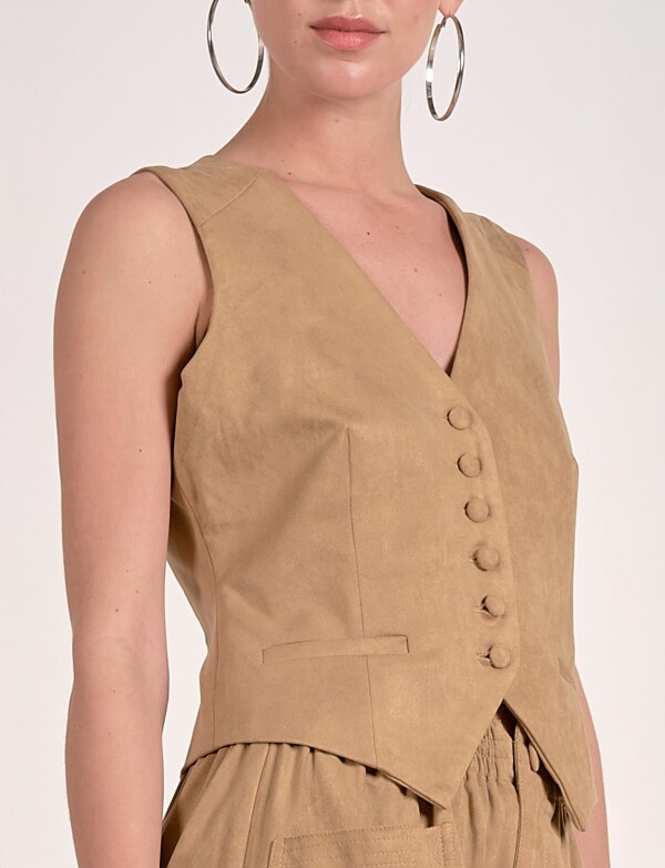 Chaleco Suede Botones BEIGE