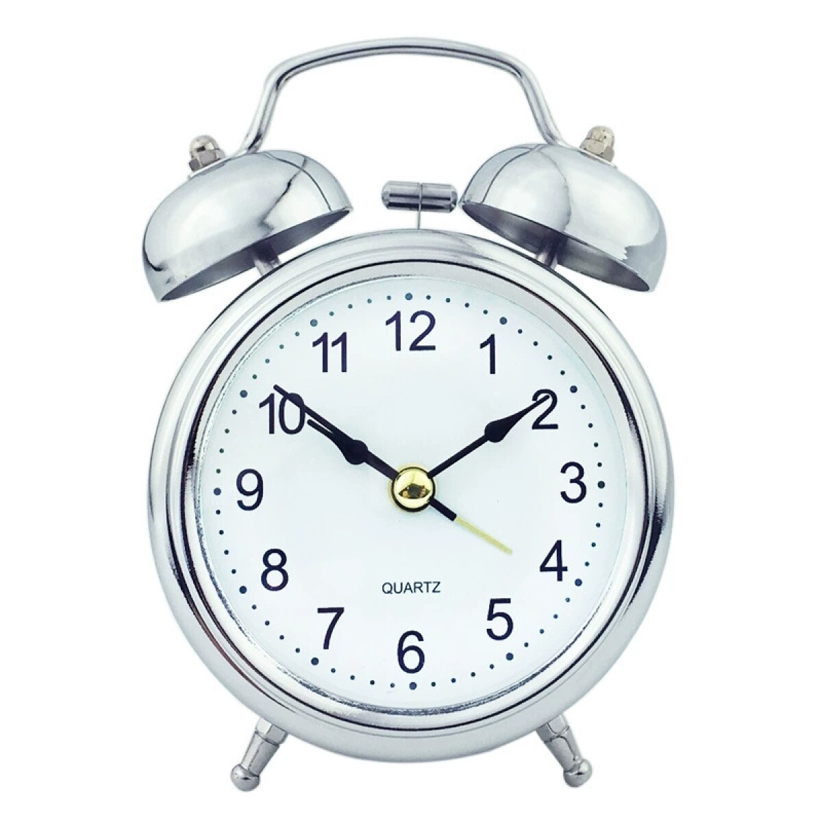 Reloj Despertador Clásico grande - Plateado Y Blanco 