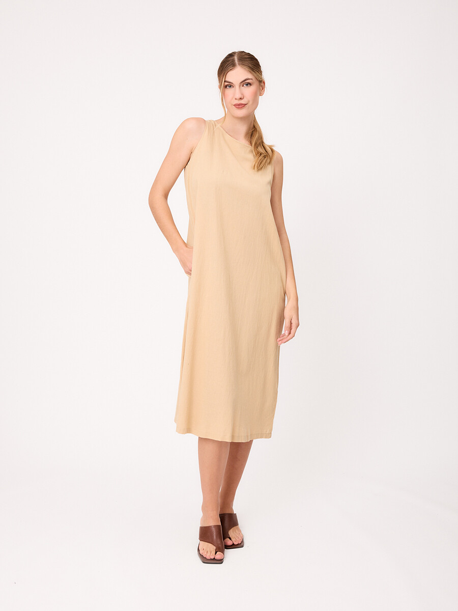 VESTIDO LARGO CRETTA POLANCO - Beige 