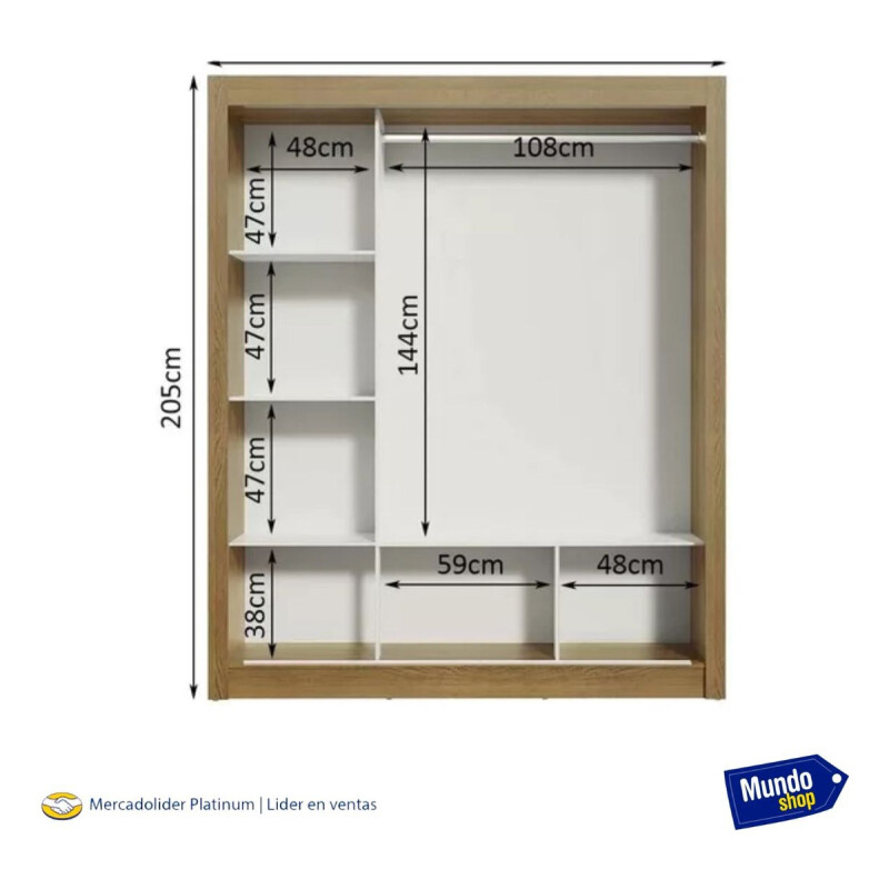 Ropero Placard 3 Puertas Corredizas 1 Espejo Monaco Marrón