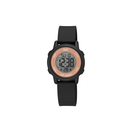 Reloj Q&Q - Malla de silicona negra y contorno Salmón - Digital 38 mm