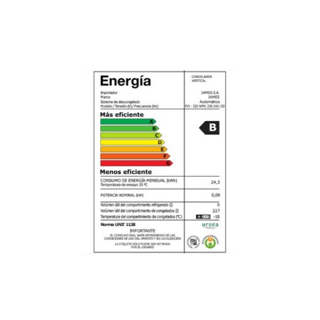 FREEZER JAMES VERTICAL 290 Lts. 5 CAJONES. COLOR BLANCO FREEZER JAMES VERTICAL 290 Lts. 5 CAJONES. COLOR BLANCO