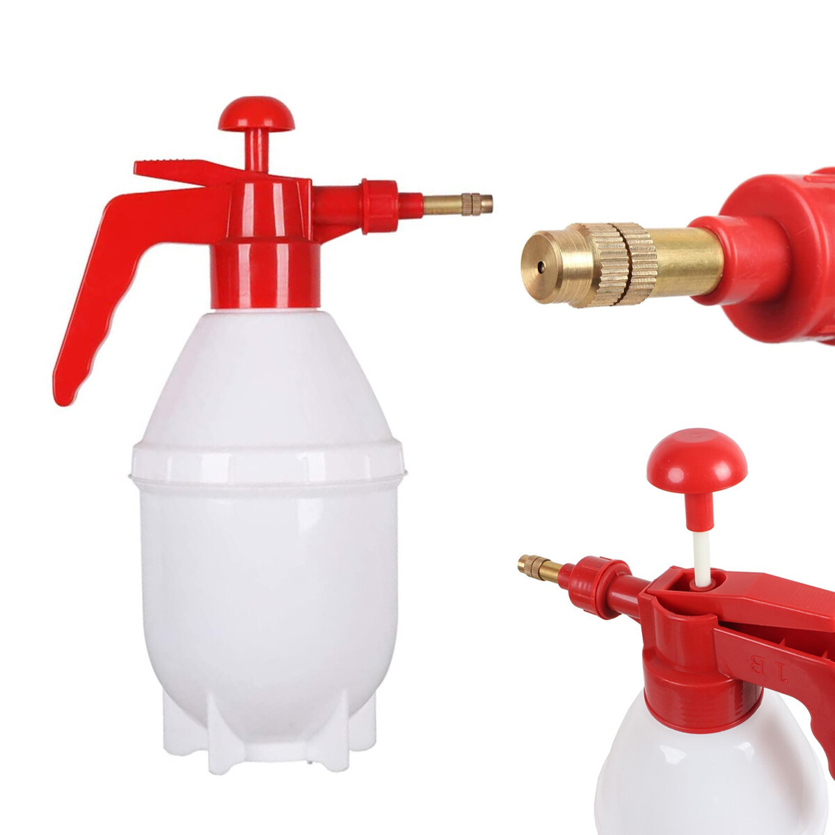 Pulverizador Fumigador Manual Presión 800 Ml Pico De Bronce - Rojo 