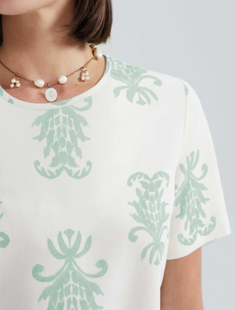 BLUSA MANGA CORTA ESTAMPADA BEIGE