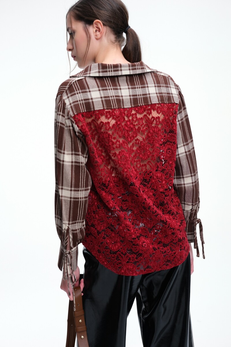 CAMISA ESPALDA ENCAJE Marron