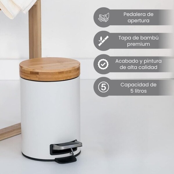 Cesto de basura 5 Litros Tacho Residuos Papelera Extraíble Acero Inoxidable Imback Color Blanco Cesto de basura 5 Litros Tacho Residuos Papelera Extraíble Acero Inoxidable Imback Color Blanco