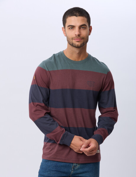 REMERA RAYADA DE ALGODÓN Azul