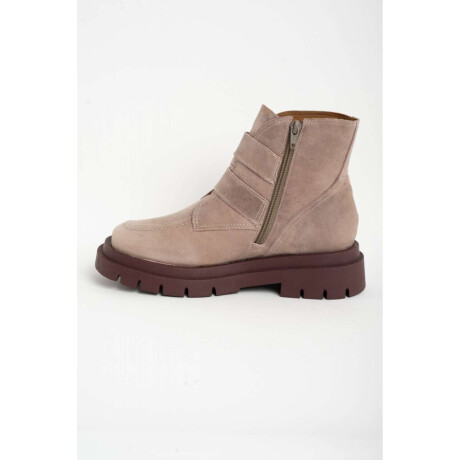 Bota Cuero Hebillas Rosa Viejo