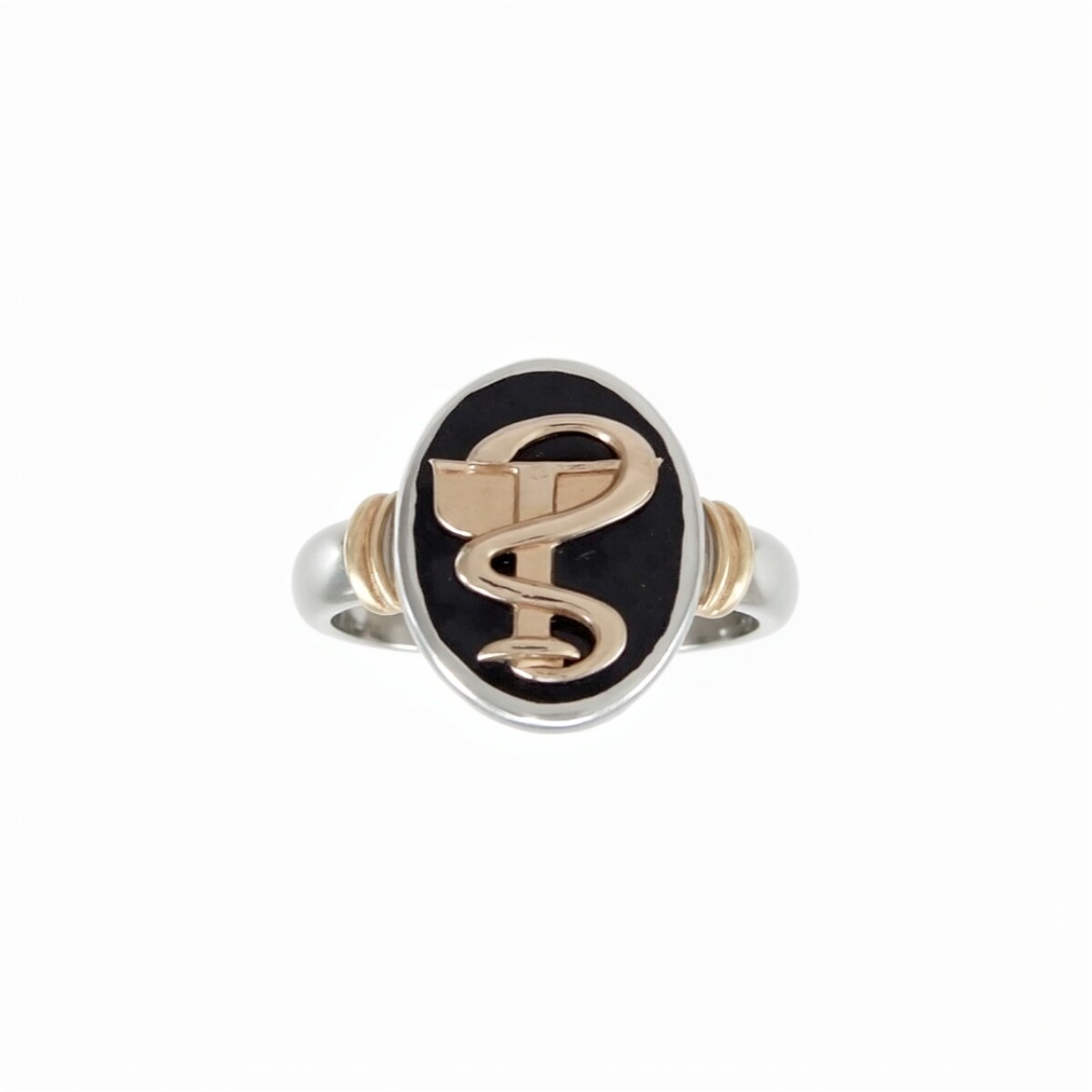 Anillo Profesión Químico Farmacéutico -Plata y Oro- Con Piedra Ónix -AP5053 - sinpiedra 