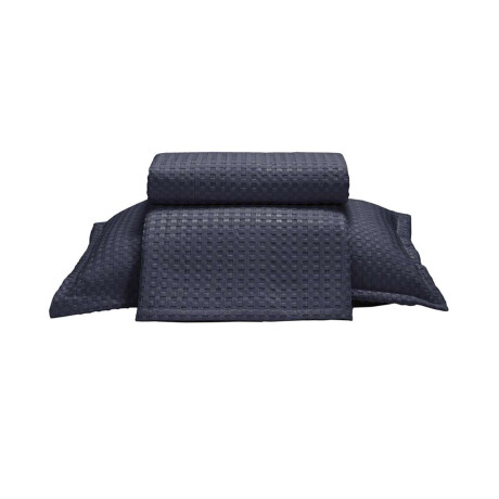 Juego Colcha y Funda Dohler Provenza 1 Plaza 100% Microfibra Azul Marino