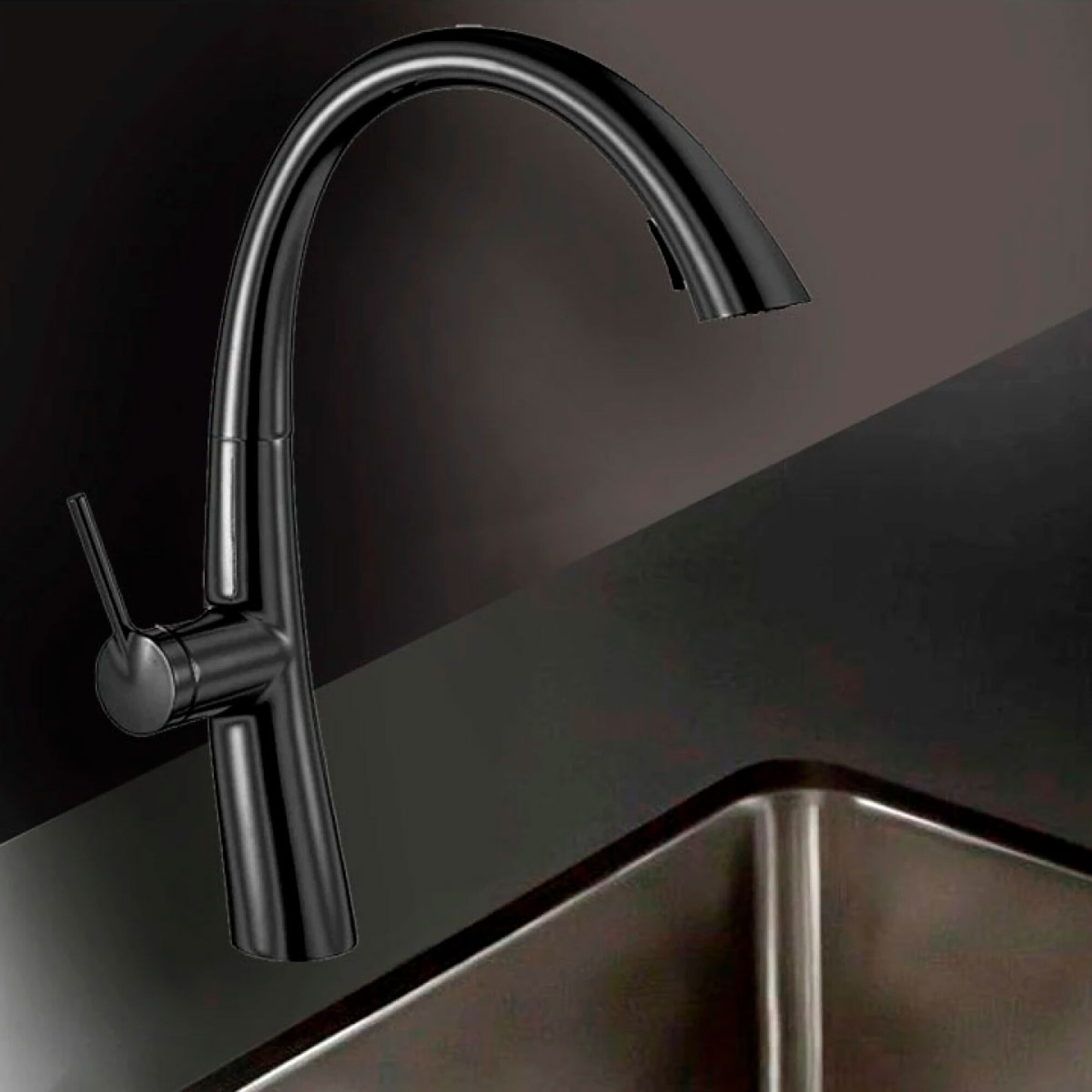 GRIFO DE COCINA DE MESADA NEGRO 35MM PULL DOWN — Acher Cerámicas