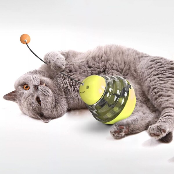 Juguete Gato Dispensador Comida Interactivo Mascota Alimento Color Variante Amarillo