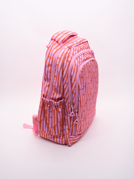 MOCHILA RAYAS DOBLE CIERRE ROSADO