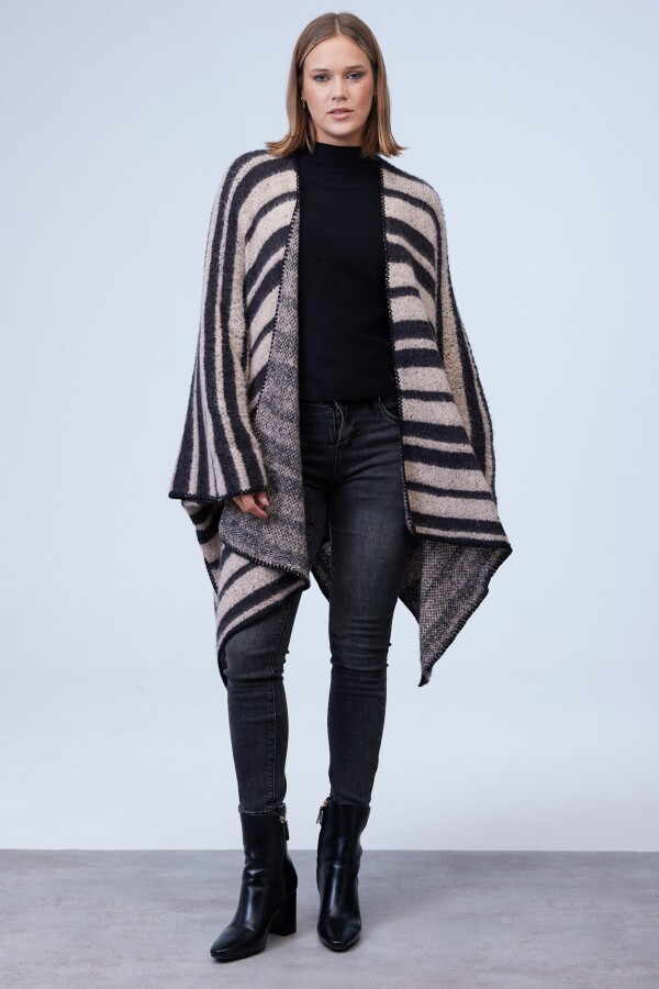 Kimono Lineas NEGRO/BEIGE