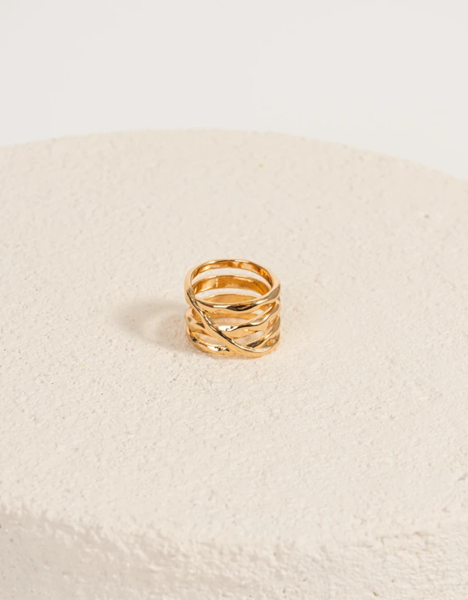 Anillos Medianos y Grandes De metal Anillo Cuatro Vueltas - Plateado