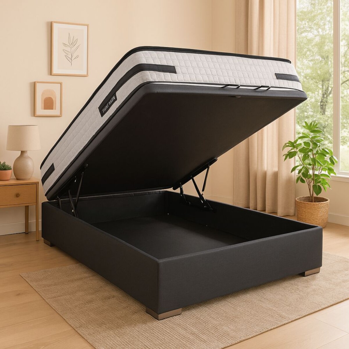 Sommier 2 Plazas Hamptons Platinum Hybrid Box Baul 