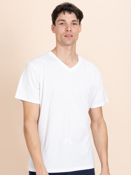 Camiseta cuello en V Blanco