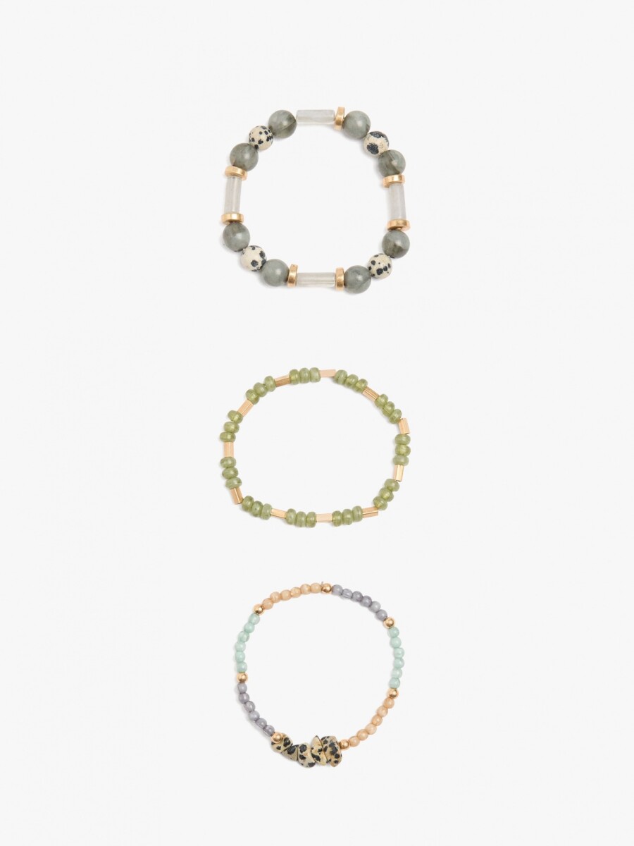 Set De Pulseras Con Cuentas De Piedras multicolor
