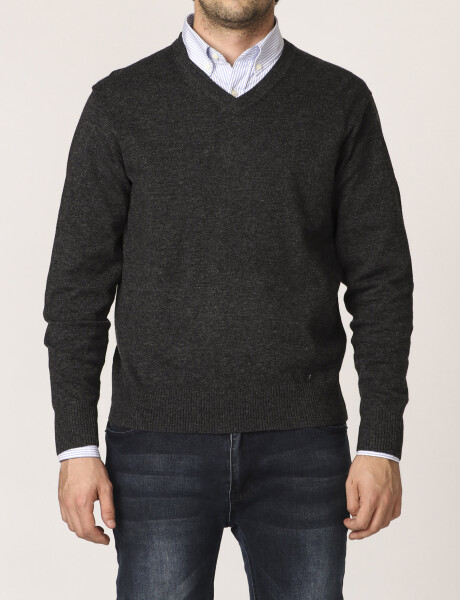 470318 SWEATER V HARRINGTON LABEL Gris Oscuro