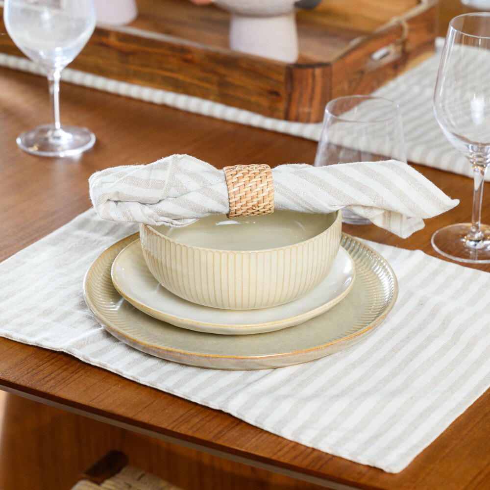 SET X2 INDIVIDUALES ALGODON NATURAL-BEIGE STRIPE BEIGE