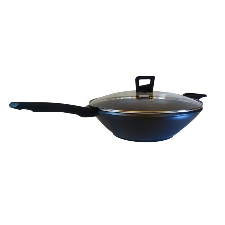 Wok con tapa de vidrio Comet Nuova de 32cm color Negro Negro