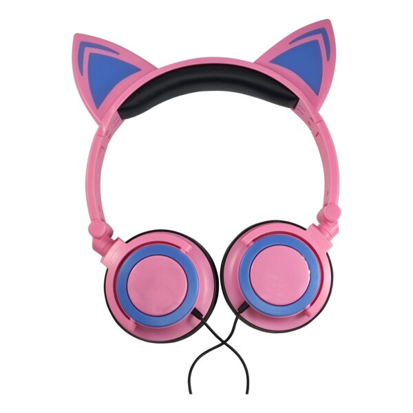 Auriculares Infantil Orejas Gato Luces Led Premium Niñas Color Variante Rosa azul