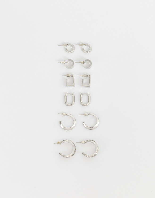 Aros Argollas Set Metal Set De Argollas Essential - Plateado