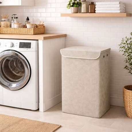 Cesto P/Ropa Plegable C/Tapa 38X28Xh60Cm Pu Gris