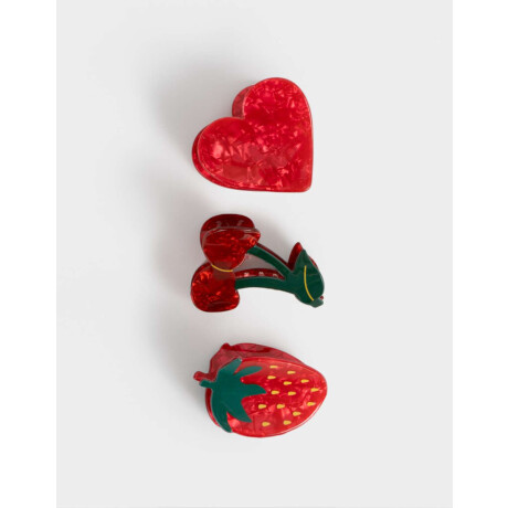 Set De Broches Frutas Rojo Medio