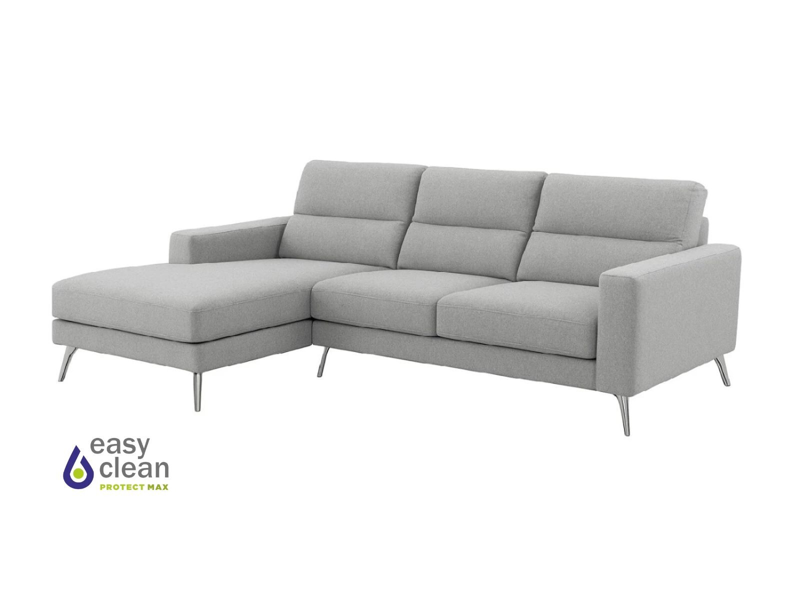 Sofá Chaise MILO en Tela Easy Clean - Gris 