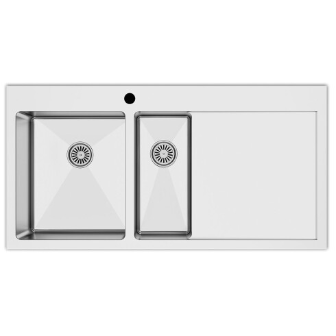 PILETA DE COCINA DOBLE ACERO INOXIDABLE 50.8X122X20.3 CM GAMAS DE GRIS