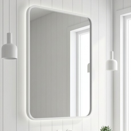 Espejo Vertical Lumax Suleban c/marco y luz 90x70cm Blanco