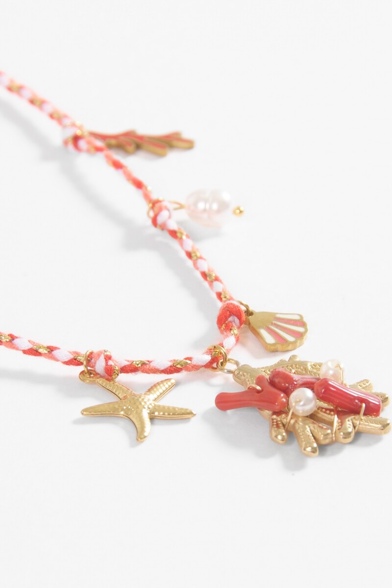 Collar dijes cordón rojo rojo