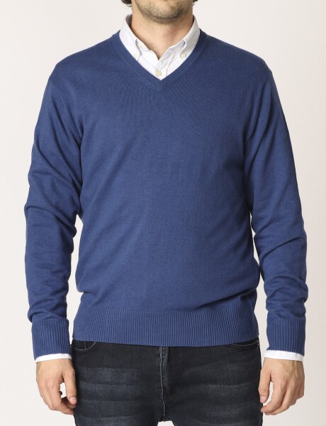 470318 SWEATER V HARRINGTON LABEL Royal