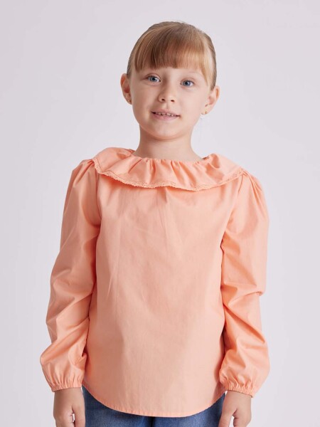 Blusa manga larga cuello y botones espalda Salmón