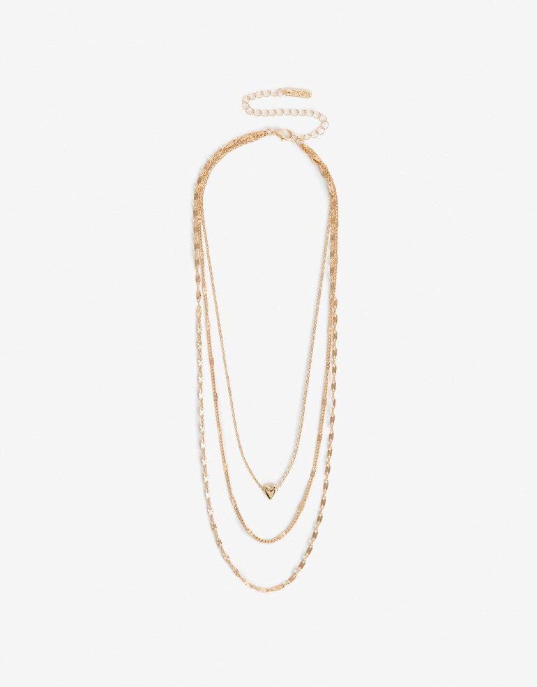Collares Cortos Metal Collar Corto Dijes Corazones - Dorado