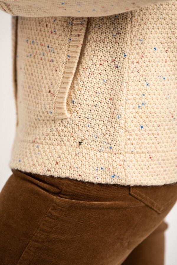 Cardigan Broches Bouttonne Beige Melange