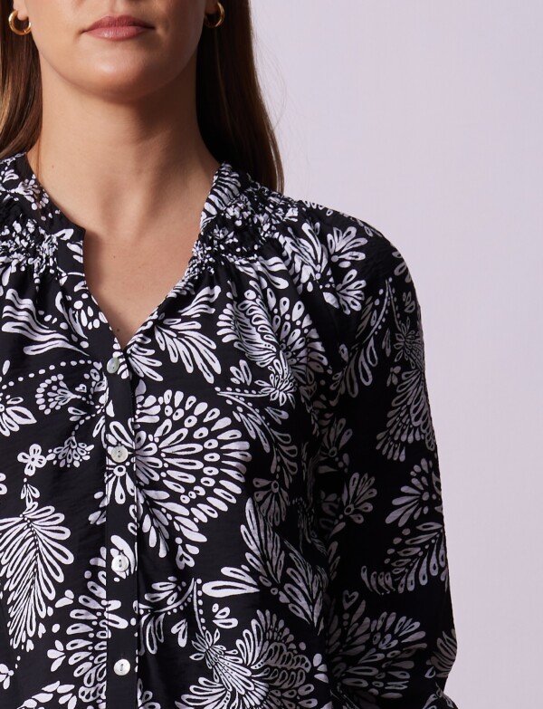 Blusa Botones Print NEGRO/BLANCO