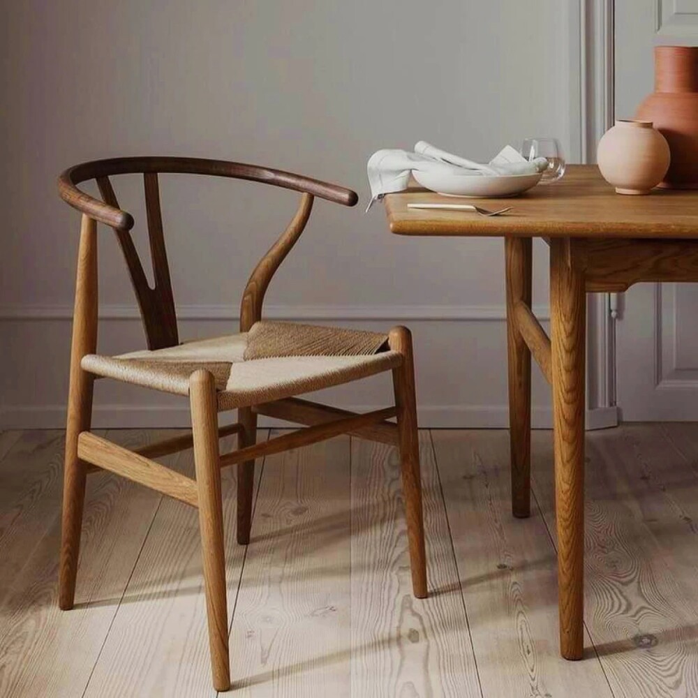 Silla Wishbone - Madera de Haya y Rattan natural Natural