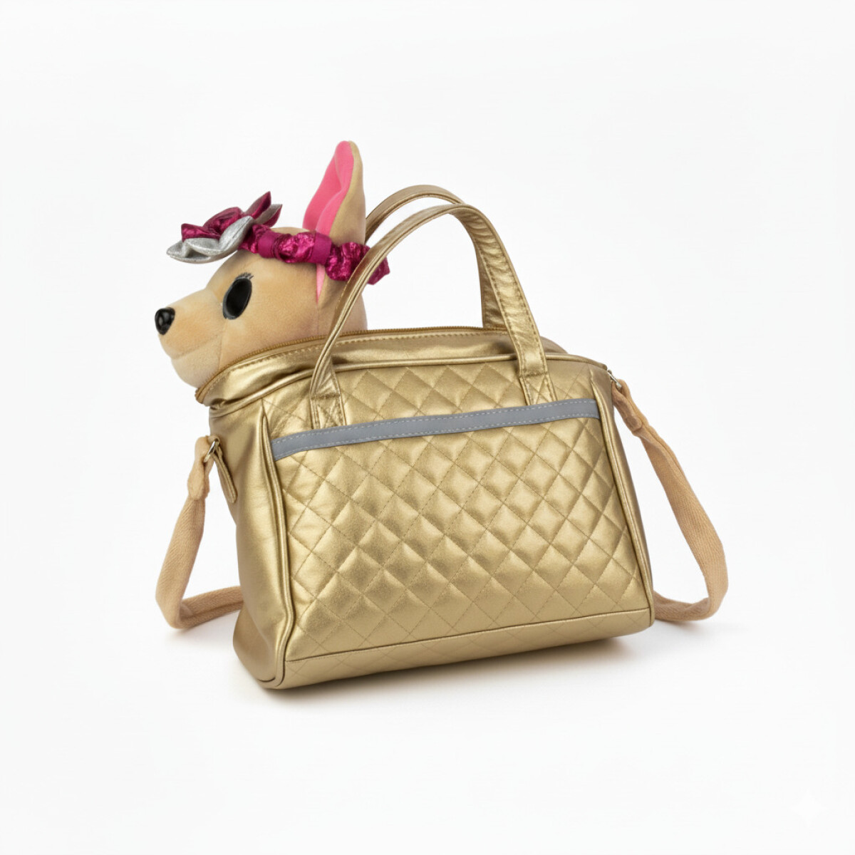 Cartera Infantil Juguete Perrito De Peluche Niñas - Dorado 
