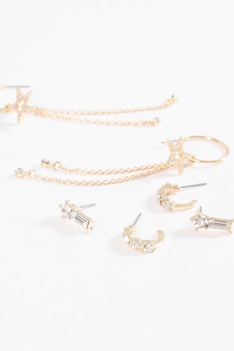 Set de caravanas estrella strass dorado