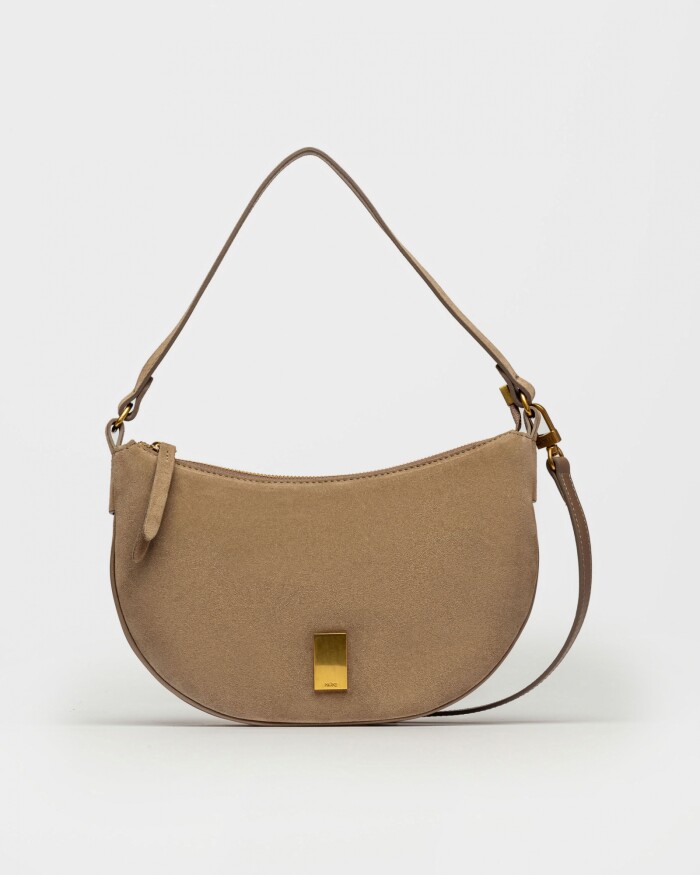 Cartera al Hombro Lua En Cuero Gamuza Vison
